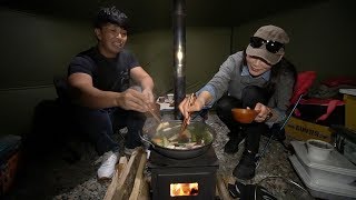 드디어 개시!!! 화목난로 캠핑│ 겨울 캠핑엔 화목난로 만한게 없어 │ Camping in a tent with HOT Woodstove