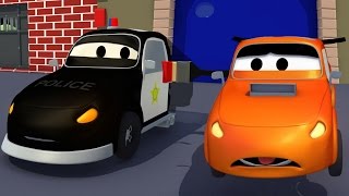 Der Streifenwagen: Die unsichtbar machende Farbe in Car City/ Autos und Lastwagen Bau-Cartoon-Serie