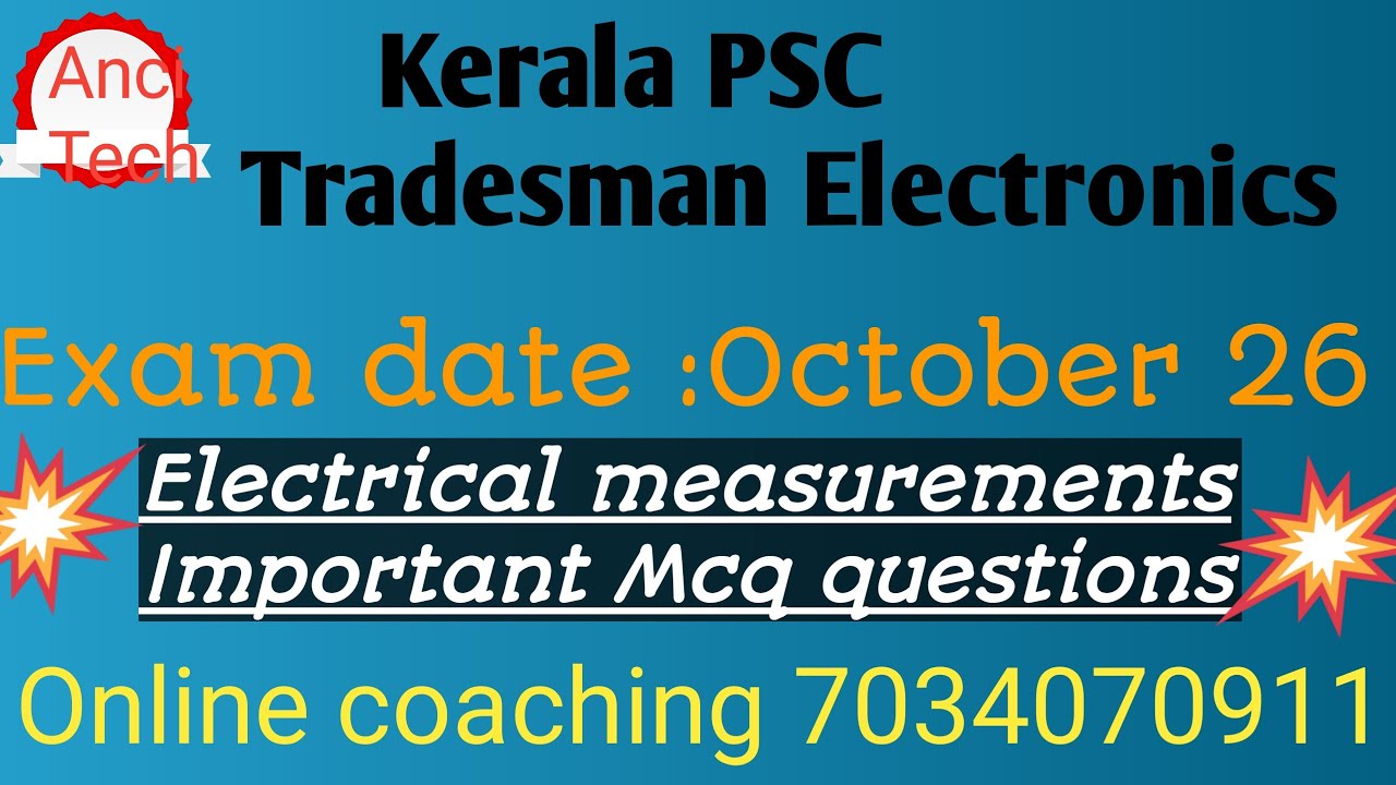 Kerala PSC Tradesman Electronics - Electrical Measuring Instruments Important mcq questions💯💯