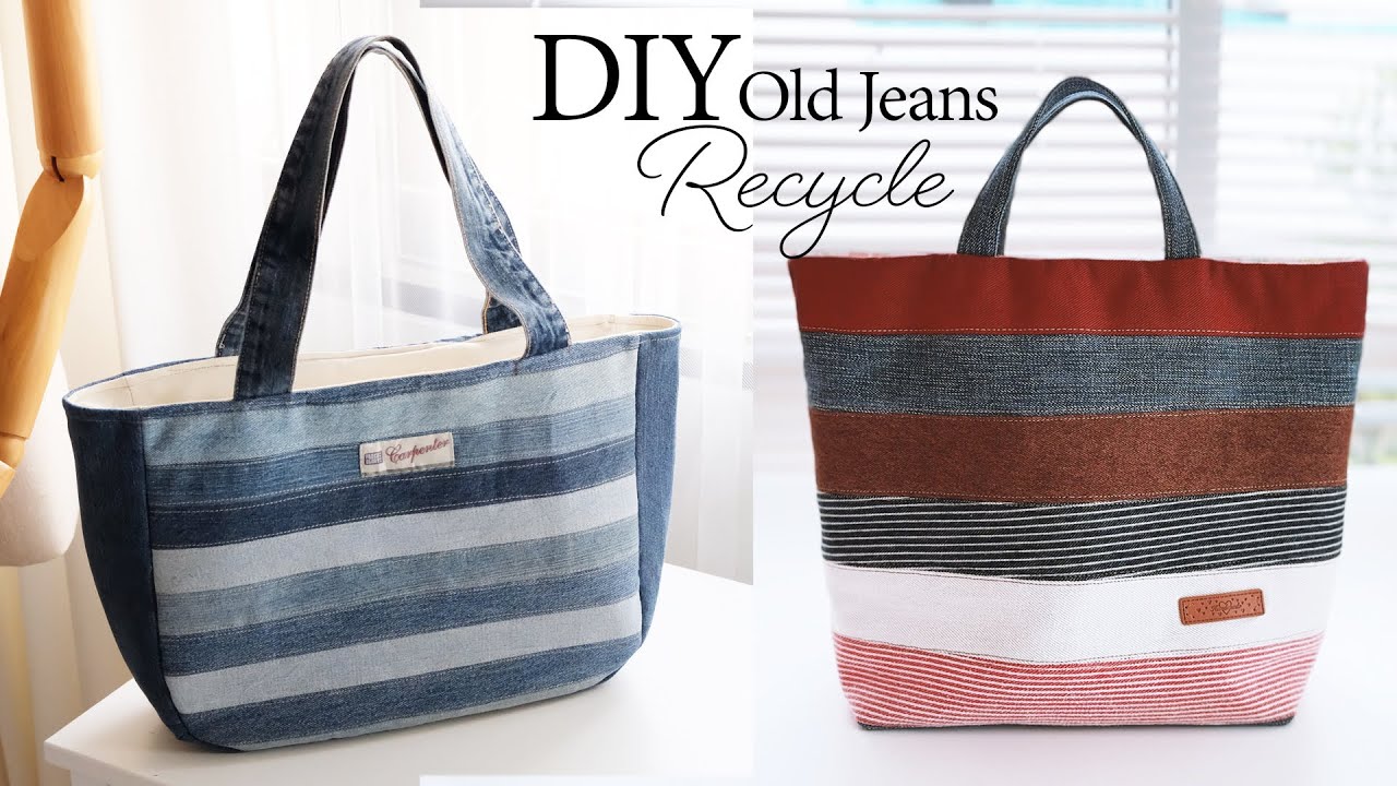 How to make recycled denim tote bag | sewing | easy | tutorial - YouTube