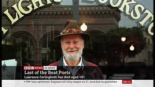 Lawrence Ferlinghetti passes away (1919 - 2021) (USA) - BBC News - 24th February 2021