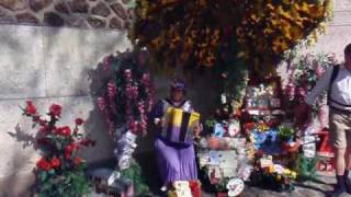 French girl plays accordion on Montmartre