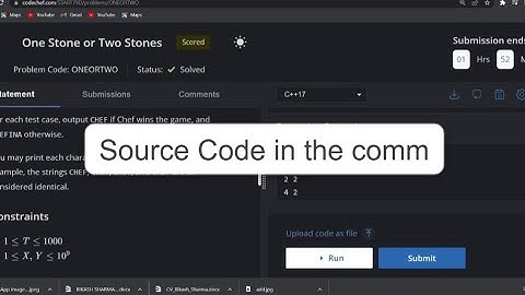 One Stones or two stones Codechef Solution || One stones or two stones codechef