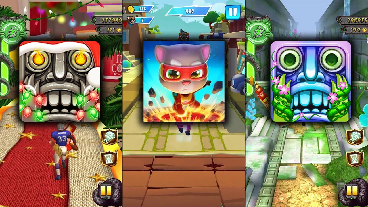 Temple Run 2 Winter Toyland Vs Talking Tom Hero Dash Vs Temple Run 2 Blooming Sands - endless run