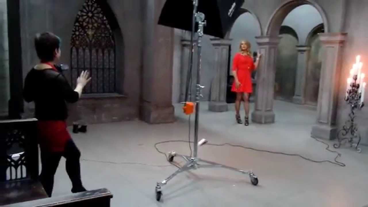 Backstage of photoshoot of transvestite