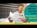 How to reference a journal article - Westminster Harvard