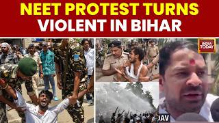 बिहार के छपरा में NEET पेपर लीक का विरोध प्रदर्शन हिंसक हुआ | तेज प्रताप | पटना में सुरक्षा बढ़ाई गई