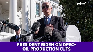 President Biden reacts to reporter’s questions about OPEC+’s oil production cuts