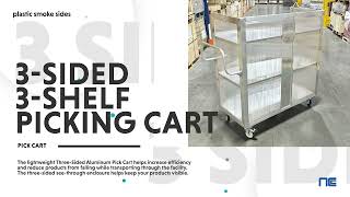 3-Sided Aluminum Pick Cart with 3 Shelves, Order Picker Cart - National Cart Co.