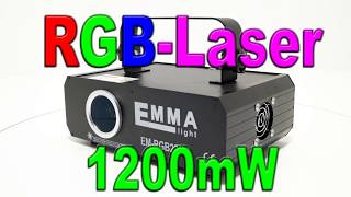 Information RGB Laser 1200mW, 2D, 3D, DMX 512, ILDA, SD Card Guide