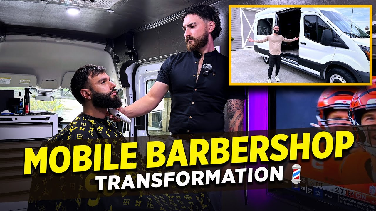 BEST HAIRCUT EXPERIENCE in a MOBILE BARBER SHOP | CRAZY TRANSFORMATION 🚐✂️