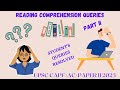 9. Reading Comprehension || Queries || CAPF Paper II 2023 ||