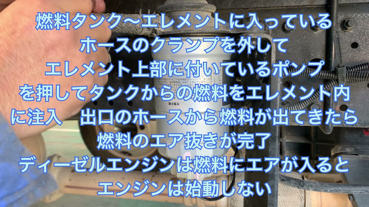 三菱ふそうキャンターFuso Canter H12年FE52 車検整備　燃料エレメント交換　エンジンオイル交換