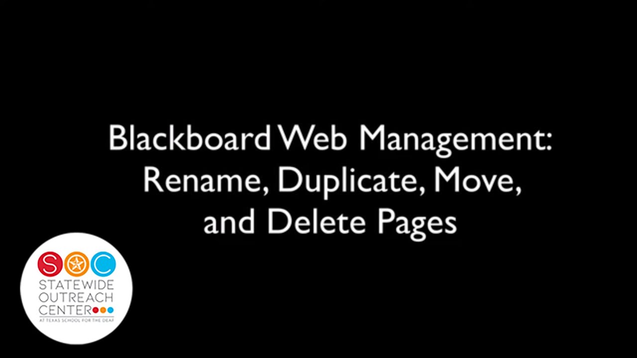 Blackboard  Management Rename, Duplicate, Move, and Delete Pages