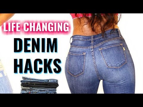 HOW TO RESIZE YOUR JEAN WAIST WITHOUT SEWING + JEAN/DENIM GAME CHANGING HACKS | OMABELLETV