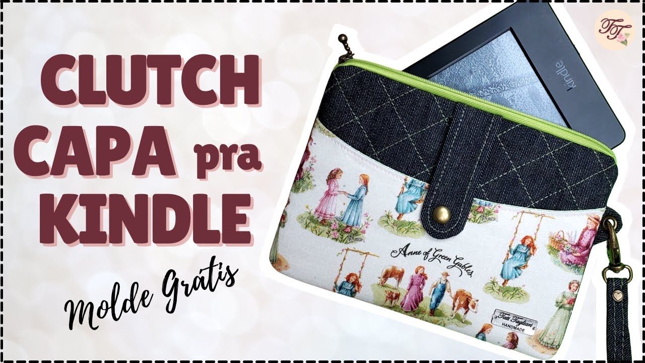 Clutch Capa para Kindle ou Tablet com Molde Grátis | Tutorial de Costura passo a passo
