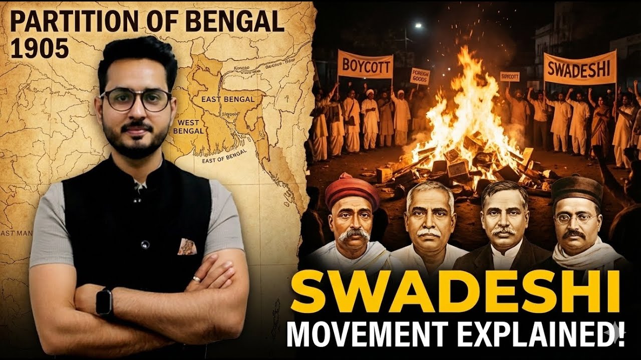 Движение Свадеши (1905) | Раздел Бенгалии | Умеренные против экстремистов | Лекция по современной...