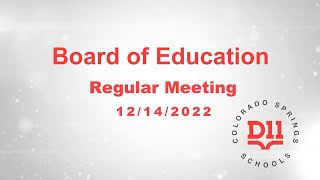 BOE Regular Meeting 12-14-2022