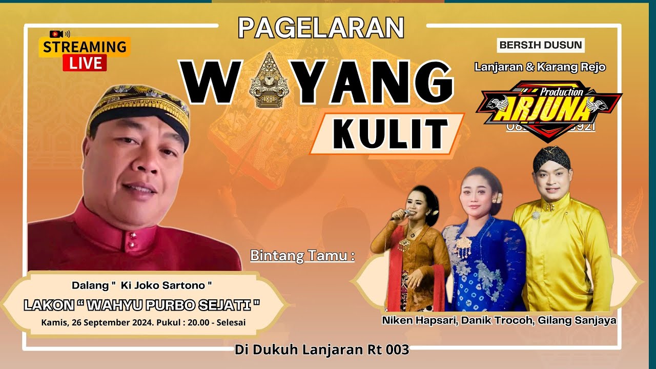 🔴 Live Wayang Kulit Dalang KI JOKO SARTONO / Bersih Desa Lanjaran & Karang rejo / 26 September 2024