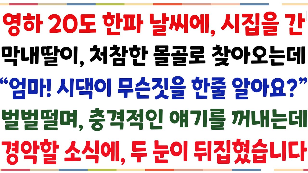 (반전신청사연)영하 20도 한파 날씨에 시집을 간 막내딸이, 갑자기 찾아오는데 