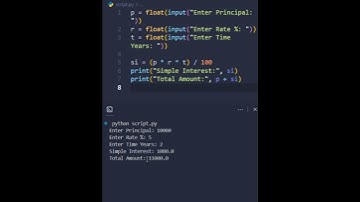 Simple Interest Calculator in Python | Easy Tutorial #Shorts