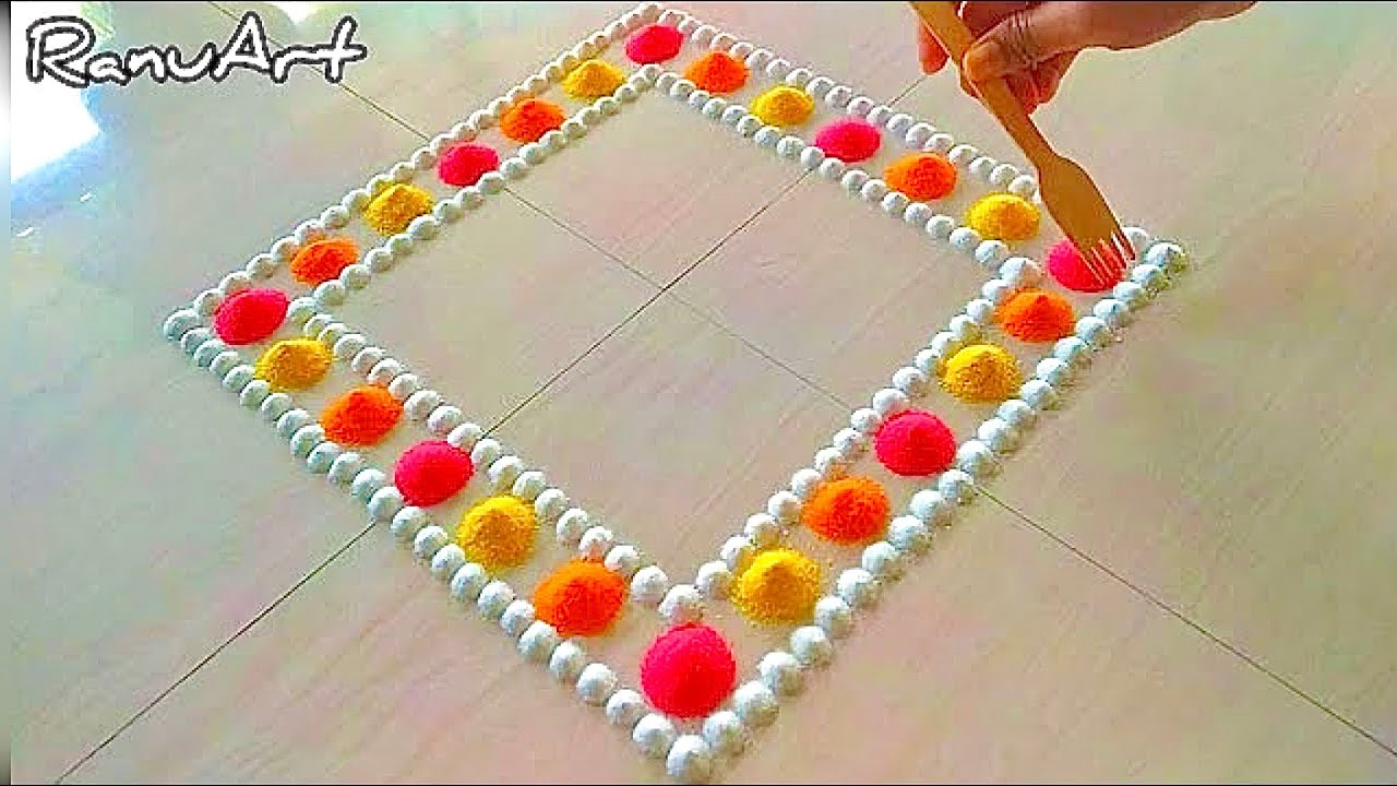 Easy & Simple Rangoli Design/Simple Rangoli Design for festival/ Rangoli designs with colours/रंगोली