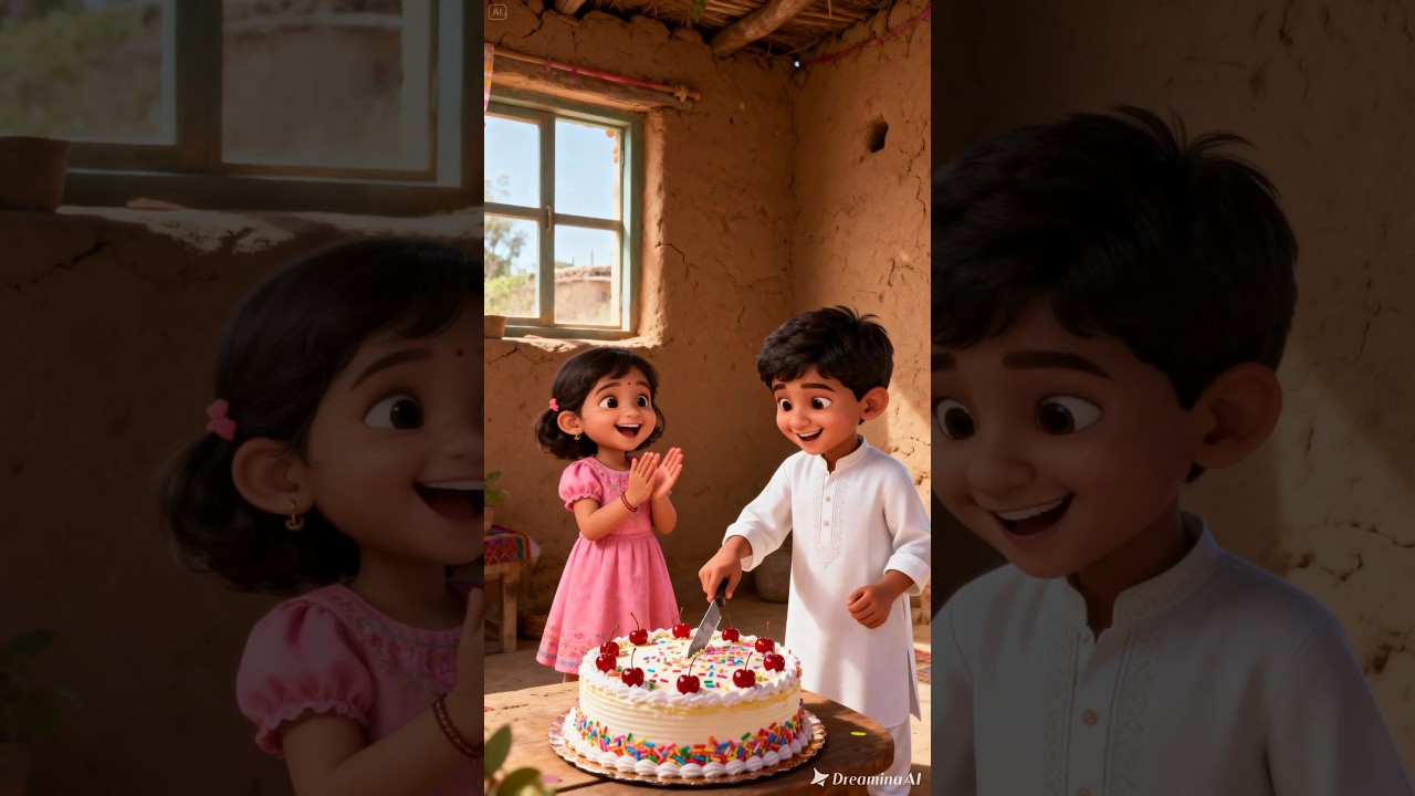 Cute girl steals the cake her brother's birthday 😭 #ai #cute #sister #cake