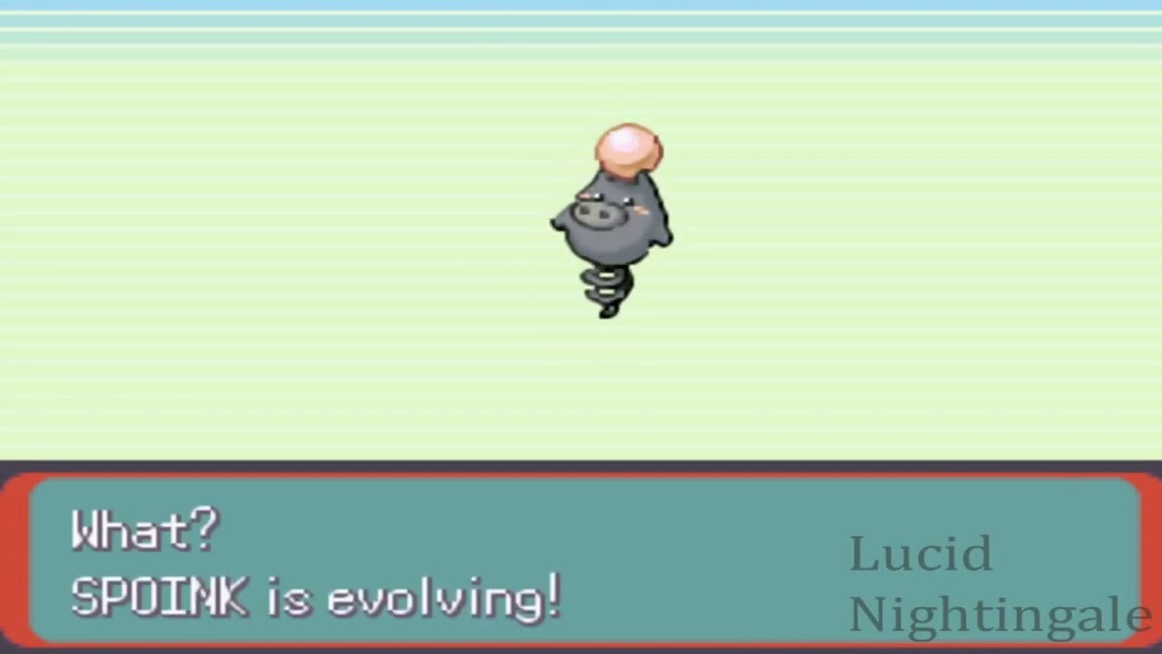 Pokemon Emerald Spoink Evolves to Grumpig