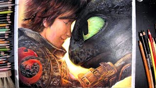 Drawing Hiccup & Toothless from Movie [How To Train Your Dragons] - marki draws, colored pencil screenshot 4