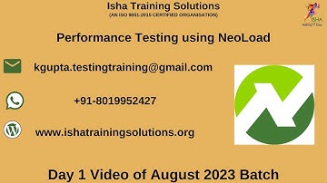 Performance Testing using NeoLoad Day 1 By Naveen.  Pls whatsapp us on +91 8019952427 to enroll