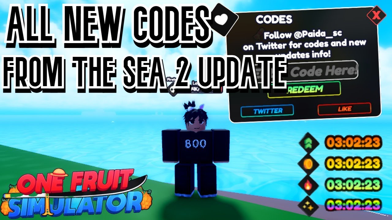 ALL New Codes From The Sea 2 Update (5 codes) (One Fruit Simulator