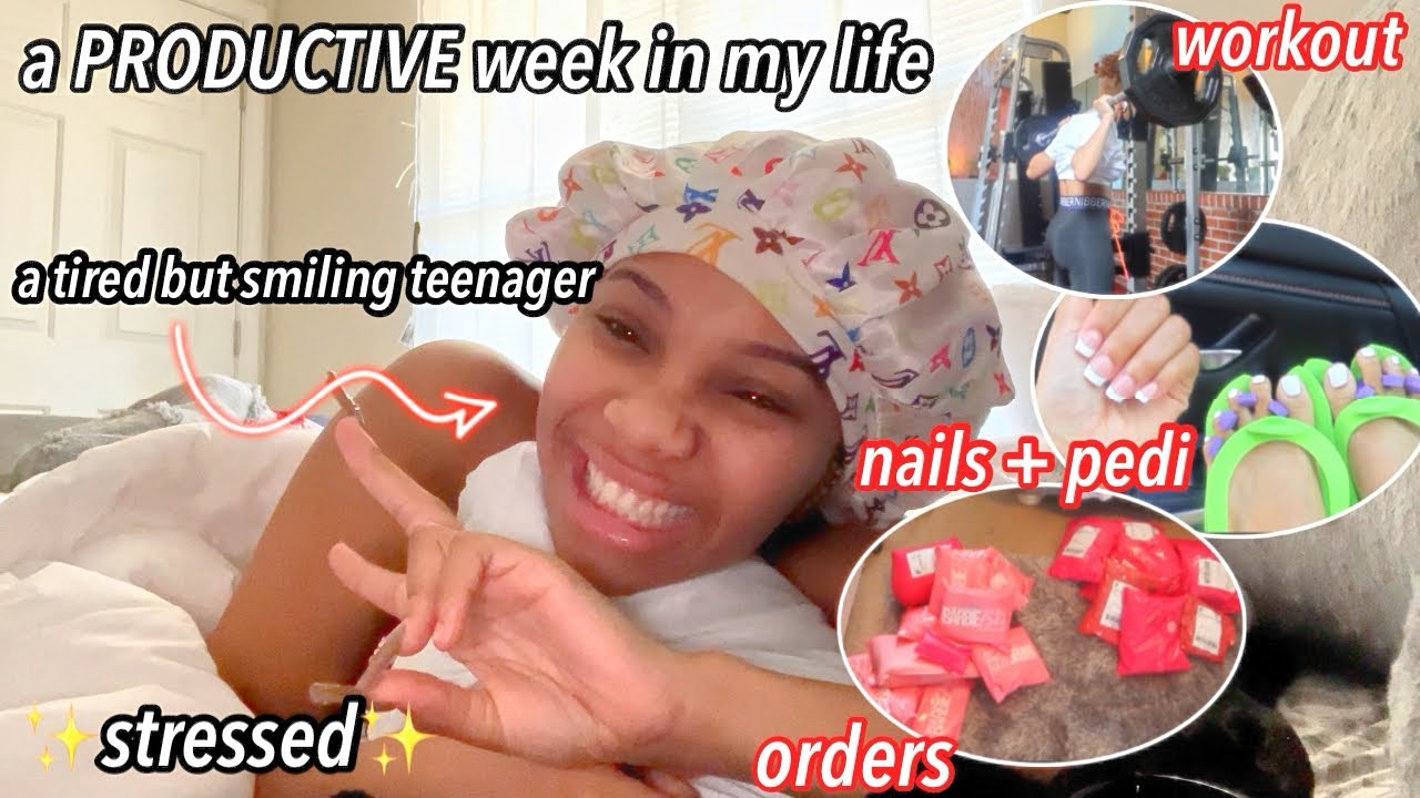 vlog: a PRODUCTIVE week in my life as a *stressed* teenager (nails, pedi, workout, orders, etc..)