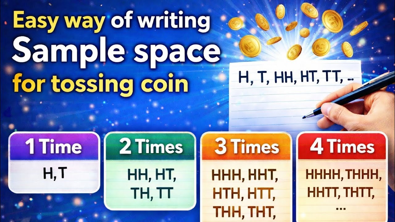 Easy way of writing Sample space for tossing coin | 1 time | 2 times | 3 times | 4 times |