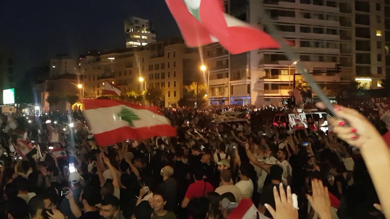 Protests in Beirut Saturday night at Martyr Square.