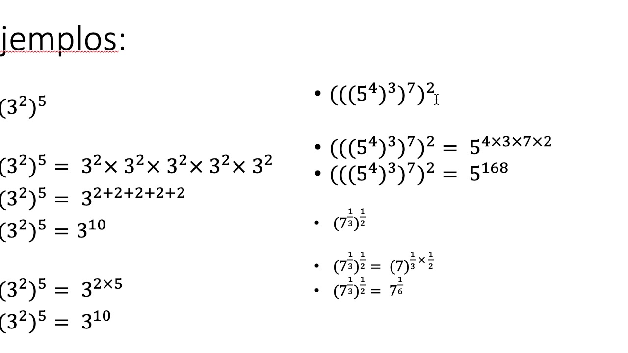 Leyes de exponentes Regla de la