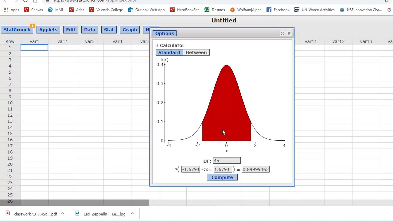 how to make a hypothesis test graph in statcrunch