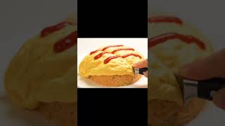 Asmrふわふわのマシュマロでできたオムライスをカットするサクサクシュワシュワ音