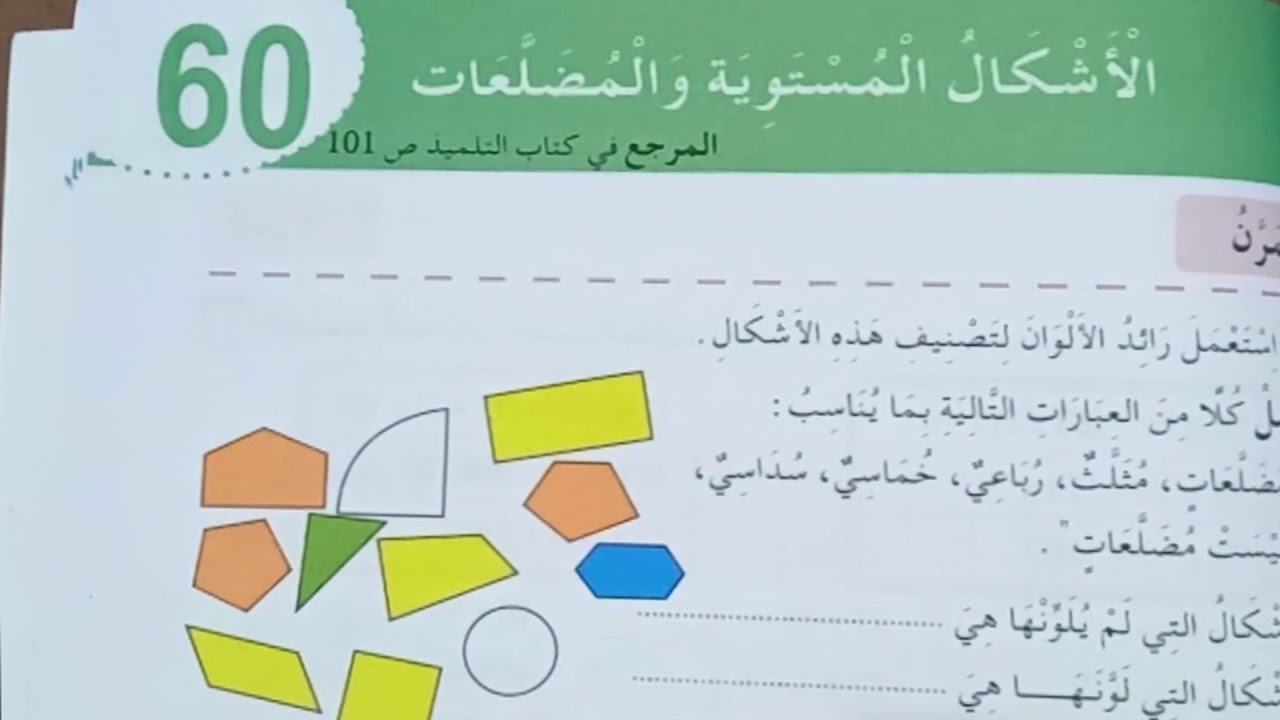 حل نشاطات الأشكال المستوية والمضلعات