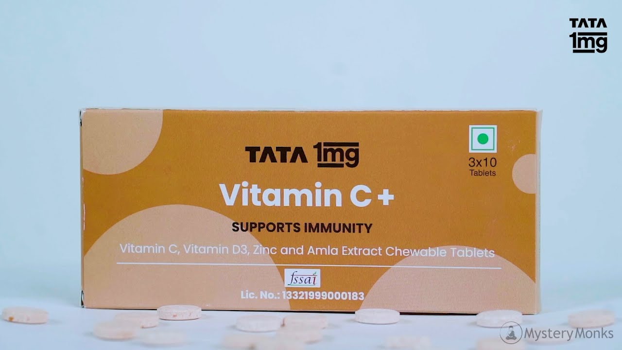 Tata 1mg showcasing it’s products for good health - Vitamin C tablets