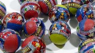 mainan anak bola kejutan belajar berhitung surprise eggs spiderman and iron man