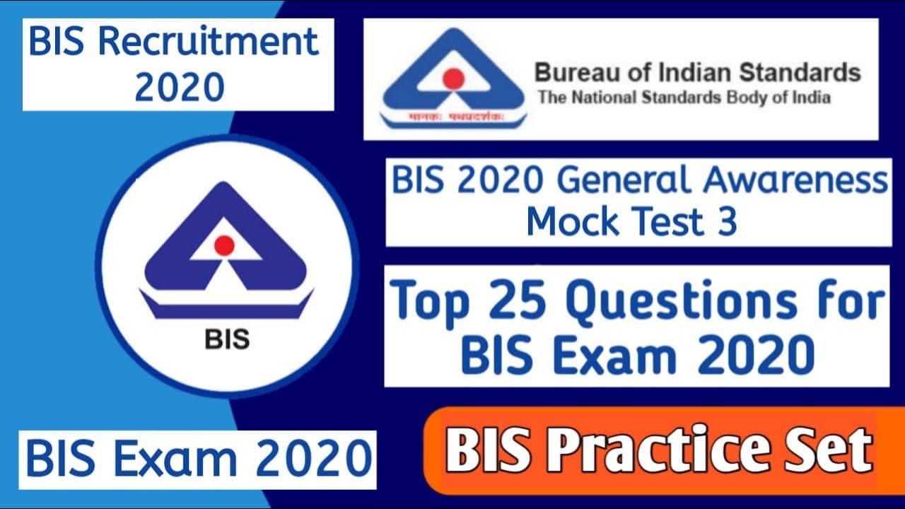 BIS General Awareness Mock Test 3 | Top 25 Questions for BIS Exam 2020 | BIS Practice Set