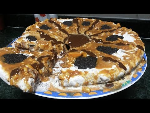 Oreo Nuts Ice Cream Cake with Caramel Sauce ( Cooking With Fouzia )