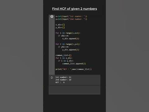 Wow😲😲... easiest way to calculate HCF using Python - YouTube