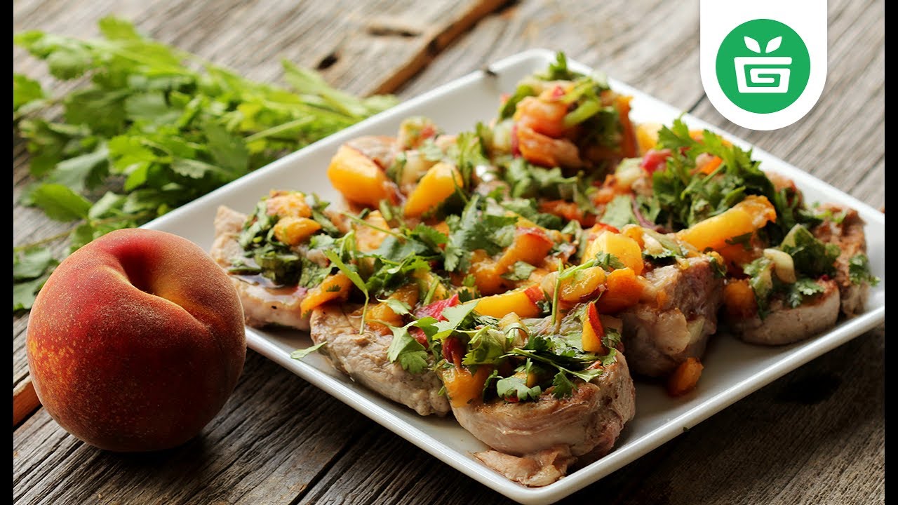 PALEO || Grilled Pork Medallions Topped with Sweet Summer Peach Salsa