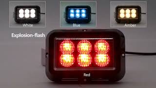 18W Square LED Strobe Warning Light With 4 Flash Patterns