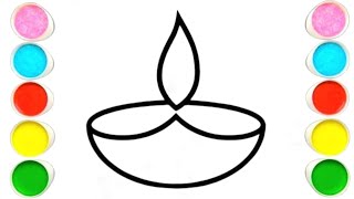 ✨ Easy Diya Coloring Tutorial for Diwali! Simple Lamp Drawing 🕯️