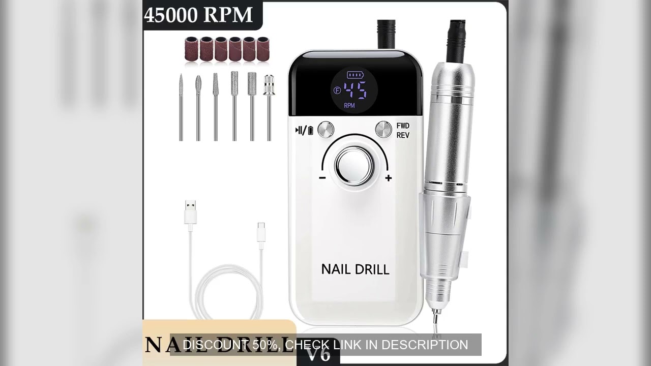 45000RPM Nail Drill Machine Portable Nail Polish Gel Sander Electric Professional Nail Lathe with LC