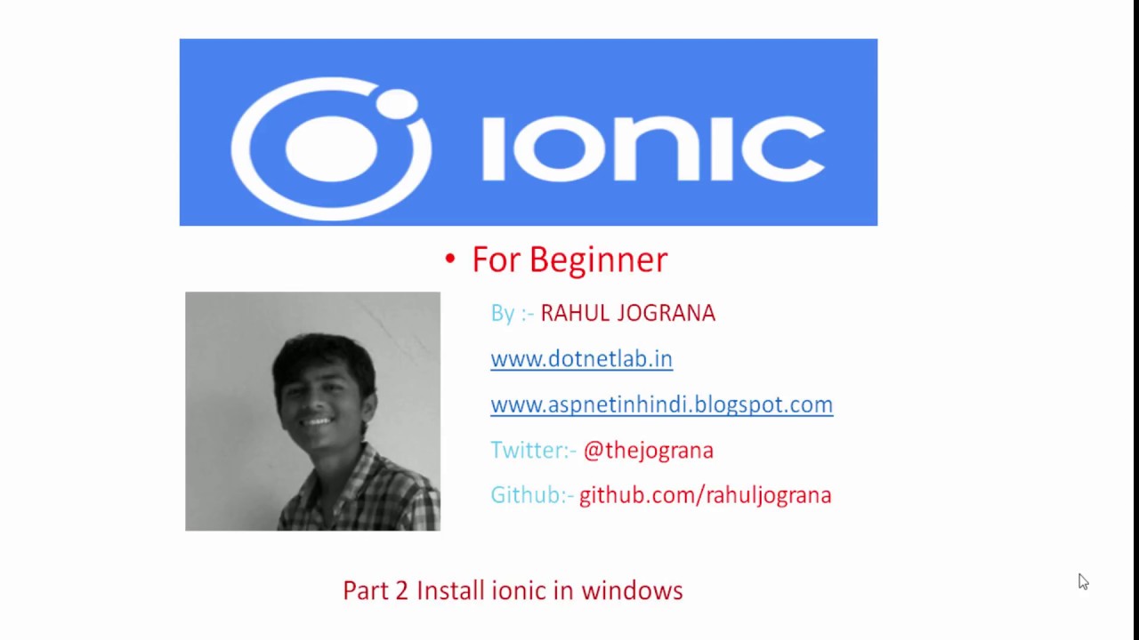 Part 2 install ionic in Windows hindi - YouTube