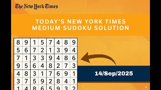 Today’s NYT Sudoku Medium Solution Sep 14, 2025 | Daily Challenge for Sudoku Lover screenshot 2