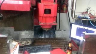 Matsuura MC-500v2 first complete tool change with program run. - Linuxcnc